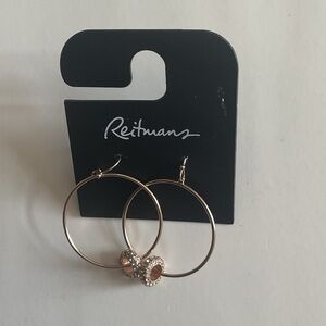 Rose Gold Hoop Earrings with Crystal Detail